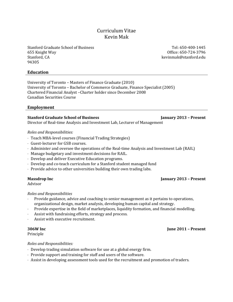 resume template stanford