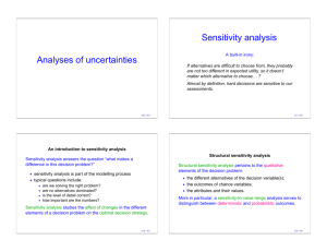 Analyses of uncertainties Sensitivity analysis