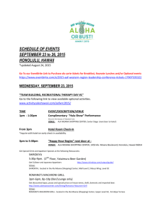 SCHEDULE OF EVENTS SEPTEMBER 23 to 26, 2015 HONOLULU