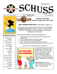 Inside this issue: Baltimore Ski Club Summer Happy Hour Meet-ups