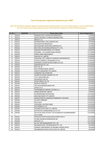 List of Companies registered for Year 2009