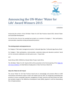 Announcing the UN-Water 'Water for Life' Award Winners 2015