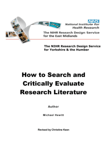How to Search and Critically Evaluate Research Literature