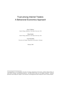 Trust among Internet Traders: A behavorial Economics Approach