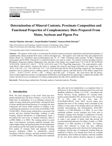 Determination of Mineral Contents, Proximate Composition and