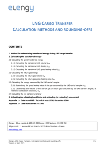 LNG cargo transfer - Calculation methods and rounding-offs
