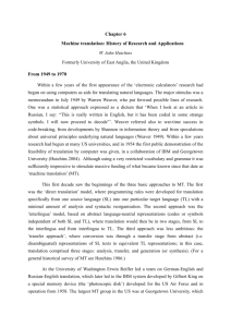 Chapter 6 Machine translation: History of Research and Applications