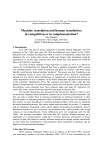 Machine translation and human translation: in competition