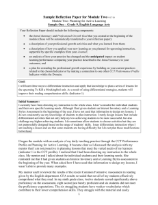 Sample Reflection Paper for Module Two 9/17/10