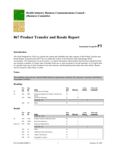 867 Product Transfer and Resale Report