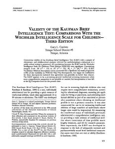 VALIDITY OF THE KAUFMAN BRIEF INTELLIGENCE TEST