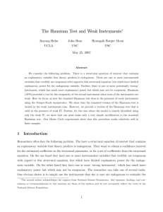 The Hausman Test and Weak Instruments"