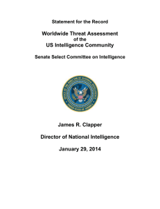 Worldwide threat assessment of the US intelligence community