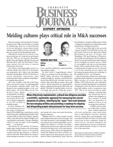 Melding cultures plays critical role in M&A successes
