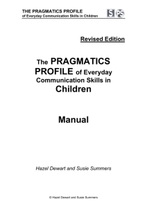 Pragmatics Profile - Training materials for teachers of learners with