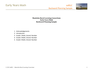 Grade 1 Mathematics - Manitoba Rural Learning Consortium