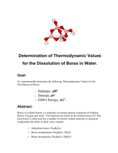 Determination of Thermodynamic Values for the Dissolution of Borax