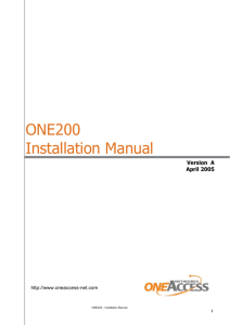 ONE200 Installation Manual