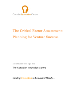 Critical Factor Assessment - Canadian Innovation Centre