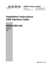 Installation Instructions USB Interface Cable