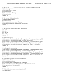 2014Spring CHEM101 Ch6 Review Worksheet Modified by Dr