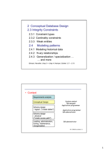 2 Conceptual Database Design 2.3 Integrity Constraints 2.4