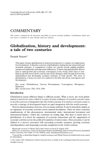 COMMENTARY Globalisation, history and development