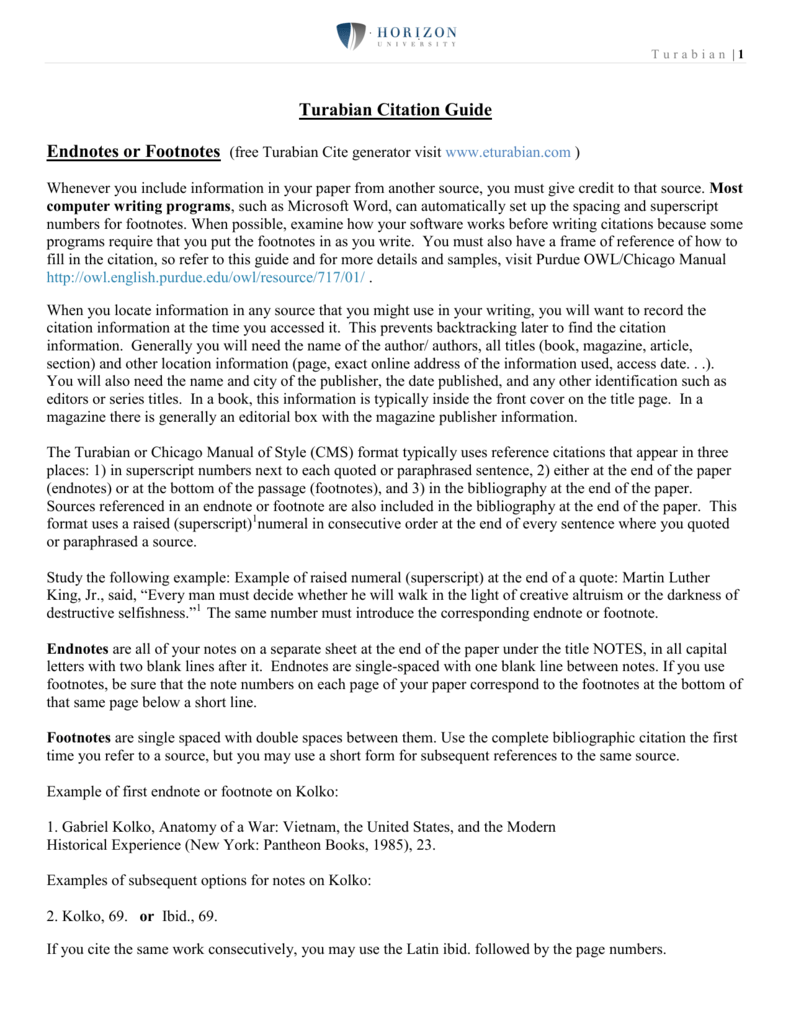 turabian endnote citation generator