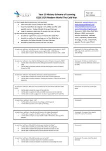 Year 10 History Scheme of Learning GCSE OCR Modern World The