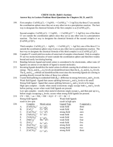 CHEM 116-Dr. Babb's Sections Answer Key to Lecture Problem