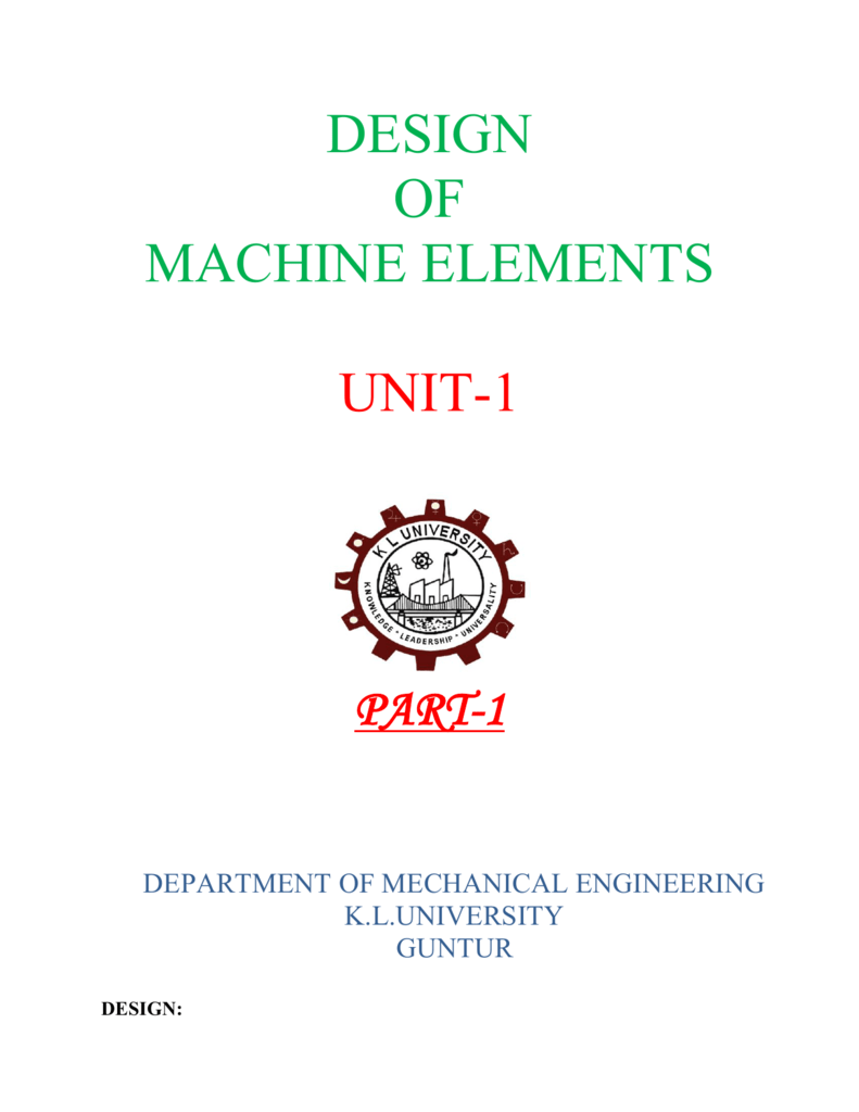 Design Of Machine Elements