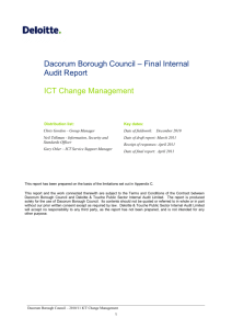 Final Internal Audit Report ICT Change Management
