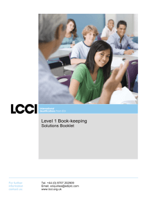 Level 1 Book-keeping - LCCI International Qualifications