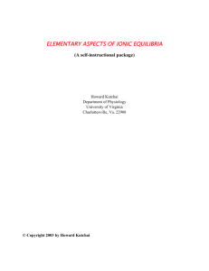 ELEMENTARY ASPECTS OF IONIC EQUILIBRIA