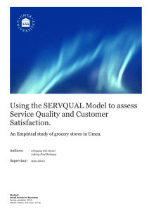 Using the SERVQUAL Model to assess Service Quality