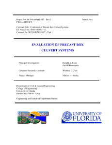 evaluation of precast box culvert systems