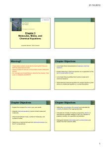 21.10.2013 1 Chapter 3 Molecules, Moles, and Chemical Equations