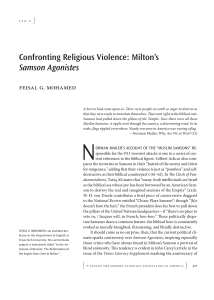 Confronting Religious Violence: Milton's Samson Agonistes