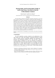 Demographic and Psychographic Profile of Active and Passive