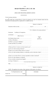 Sample of General Licence Application