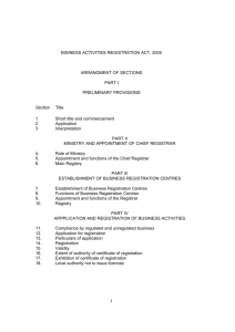 Business Activities Registration Act, 2005