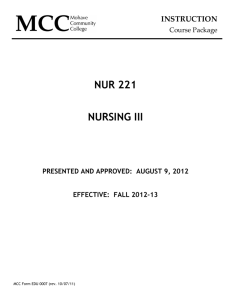 NUR 221 Nursing III - Mohave Community College