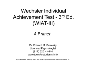Wechsler Individual Achievement Test Achievement Test