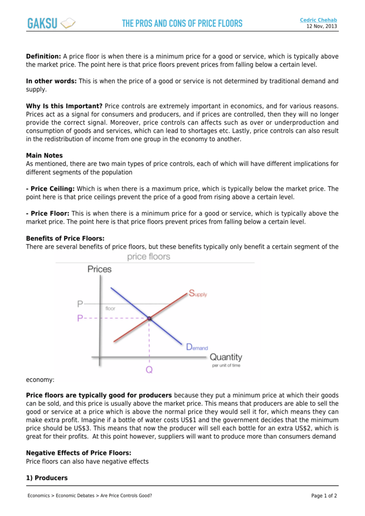 The Pros And Cons Of Price Floors