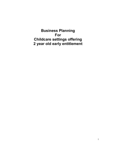 Business Planning For Childcare settings offering 2 year old early