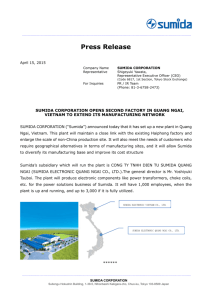 Press Release - SUMIDA Corporation