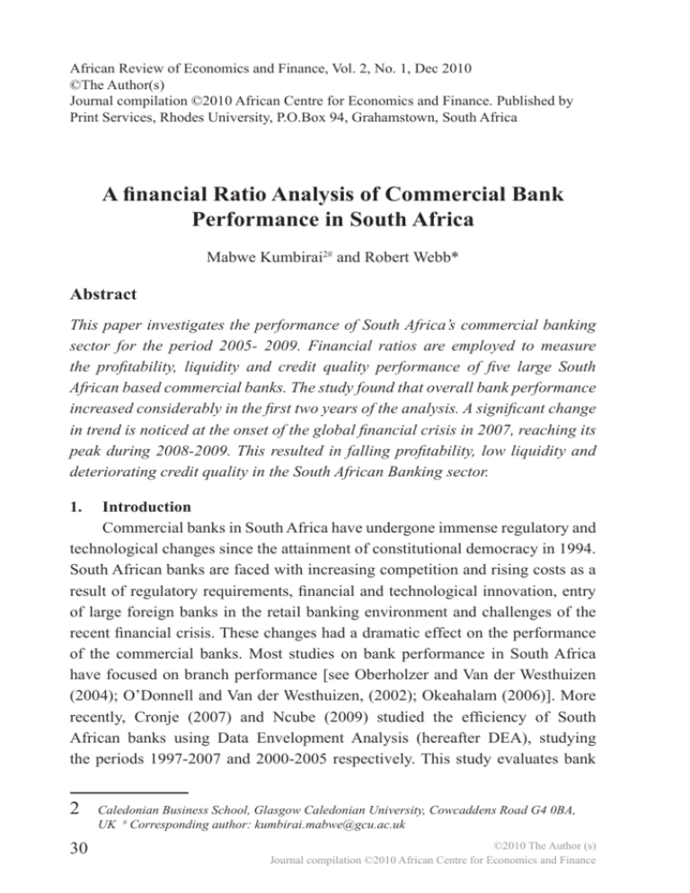 A Financial Ratio Analysis Of Commercial Bank Performance In 4802