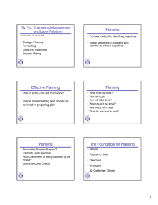 Planning Effective Planning Planning Planning The Foundation for