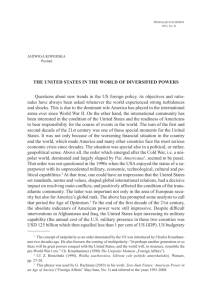 THE UNITED STATES IN THE WORLD OF DIVERSIFIED POWERS