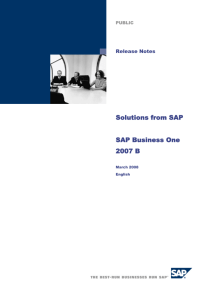 Solutions from SAP SAP Business One 2007 B